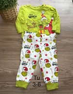 Tu The Grinch Dr. Seuss 2pc Pyjama Set 3-6 Months Green/White Jersey