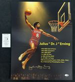 Julius DR J  Erving Signed Autographed 16x20 Photo Philadelphia 76'ers COA