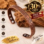 MAGNETIC Solid Pure Copper Tree Of Life Copper Bracelet Bangle Relief Arthritis