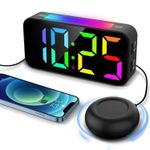 Digital Alarm Clock for Heavy Sleeper Bedroom LED Display Night Light w/ Shaker