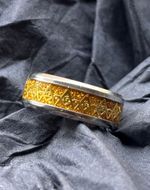 Masonic Ring Stainless Steel Gold Glitter Square Compass Band Size R US 9
