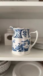Antique Victorian Furnivals Old Chelsea blue and white pitcher jug England