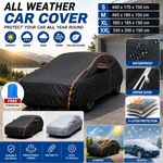 6-Layer Waterproof Car Cover Heavy Duty Cotton Lined UV Protection Size Large
