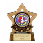 Mini Gold Star Music Star Award Trophy 8cm FREE engraving