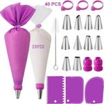 Reusable Silicone Icing Piping Bag Set with Stainless Steel Nozzles Cake Decorat
