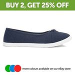 Lilley Womens Canvas Blue Adults Ladies Slip On Shoes Navy Flexible Casual SIZE