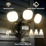 3 Head LED Security Lights PIR Motion Sensor 300W Outdoor IP54 Flood Light UK