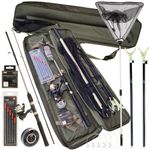 COMPLETE FISHING SET ROD AND REEL STARTER SET TRAVEL BAG FLOATS SHOT NET HOOKS