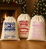 Personalised Santa Sack Christmas Gift Bag for Custom Name 10 designs