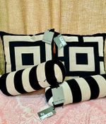  4 M&S x Kelly Hoppen Black & Cream Geometric Velvet Cushion  
