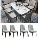 4Pcs Faux Leather Dining Chairs Gold Leg Complete Home Dining Furniture Set UK