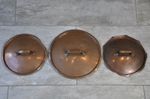 3 x Antique Old Rustic Vintage Copper Pan Pot Lids Decorative Kitchen Cookware