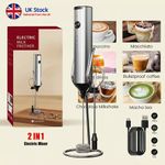Frothed Milk in Seconds – Handheld Electric Frother with Stand & Dual Whisk NEW
