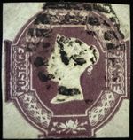 GB QV Stamp 1854 SG60, 6d purple CUT SQUARE, FINE USED. SG RRP £750