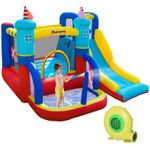 Kids Bouncy Castle, 4 in 1 Large Sailboat Style Inflatable House Slide