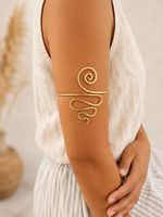 Women’s Solid Brass Spiral Upper Arm Cuff | Adjustable Boho Armlet