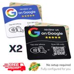 2x Google Review NFC Plate + QR Code | Tap or Scan Review Stand |⭐ Free Delivery