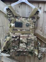 MultiCam Tactical Plate Carrier Vest Front Triple Mag Pouch Airsoft Paintball
