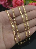 18K Gold 18 inch Striped Necklace - GOLD