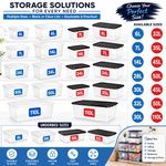 Plastic Storage Boxes with Black or Clear Lid Stackable Home Reusable Containers