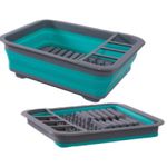 PLS Aqua/Grey - Collapsible Dish Rack with Drainer Caravan Motorhome HW5001