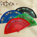 Spanish Wooden Folding Hand Held Dance Fan Flower Pattern Party Wedding Gifts