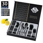 30 Cutlery Dinner Set Stainless Steel High Grade Tableware Fork Tea Spoons UK