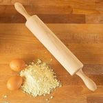New 42cm Wooden Rolling Pin Pan Cake With Two Handles Chapatti Roti Roller Maker