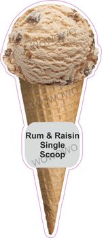 Ice cream van sticker Rum & Raisin Single Scoop Cone waffle trailer decals