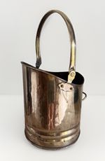 Vintage Brass Coal Scuttle Log Bucket Brass Fireside Log Burner Kindling Slender