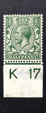 King George V GB 1/2d Myrtle SG.353 N14 (16) MH Well Centered Good Perforat. VF
