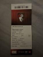 Bournemouth V Manchester United 20/3/2025 Premier League Ticket Stub