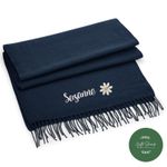 Luxury Personalised Scarf – Custom Embroidered with Name  Text & Daisy Design