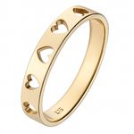 Solid 9ct Yellow Gold Heart Band Ring for Women UK Hallmarked Valentines Special