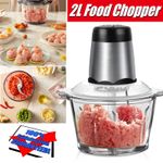 2L Glass Bowl Food Processor Blender Chopper Mixer Meat Spices Onion Grinder AAA