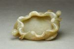 Chinese Antique Old Hetian Jade Hand-Carved Lotus Leaf Brush Washer Statues