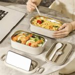 Food Flask for Hot Food(Handles)Portable Stainless Steel Vacuum Thermal Food Jar