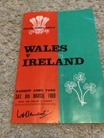 1969 WALES V IRELAND FIVE NATIONS TRIPLE CROWN INTERNATIONAL RUGBY PROGRAMME
