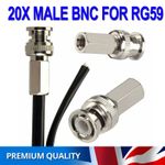 20x Twist Screw BNC Connector for CCTV Security RG59 Coaxial Cable On Plug Male