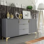 140cm Loft Retro Milled Fronts Sideboard I TV Unit Cabinet I Cupboard TV Stand