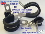 Pk of 10 RUBBER LINED P CLIPS STAINLESS STEEL **CHOOSE YOUR SIZE** 