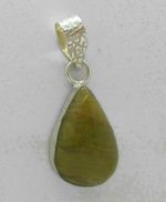 Vintage~Green JADE Teardrop  STERLING SILVER PENDANT