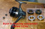 Bush to 2 Bearings CONVERSION inc DELIV& SERVICE for Daiwa 123M Closed Face Reel