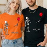 Funny Skeleton Lost Balloon Mens T Shirt Halloween Dark Humor Tee Unisex Gift