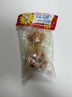 Vintage Borden Elsie the Cow Rubber Squeak Toy Oak Rubber w/ Original Header