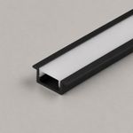 LED 2M Aluminium Profile Black w/ Cover LEDBRITE 25 x 7mm Recessed Channel 2507B