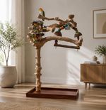 Large Java Tree Parrot Stand Natural Wood Perch Play Gym For Macaw African Grey
