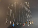 Lot of 10 Vintage Sterling Silver  Necklaces Pendants