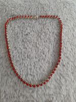 Vintage Czechoslovak Czech Silver Tone Red Glass Statement Necklace choker