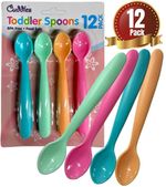 12 PACK BABY WEANING FEEDING SPOONS BPA FREE Plastic Long Handles Toddler Kids